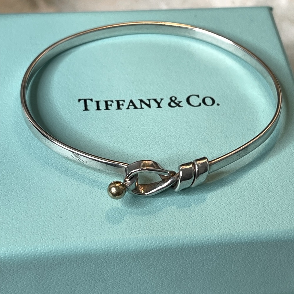 Tiffany Co 925 Silver  Gold Loop Hook Bangle